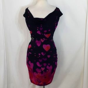 Vintage Y2K 90s bebe heart black and red dress size M